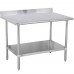 WowPrep PWTG-3048-4BS 30D x 48L Stainless Steel Worktable with Undershelf with 4 Backsplash