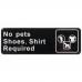 Winco SGN-332 No Pets, Shoes and Shirt Required Information Sign, 3 x 9