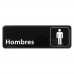 Winco SGN-368 Men Spanish Information Sign, 3 x 9