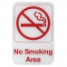 Winco SGN-684W No Smoking Area Information Sign, White 6 x 9