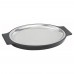 Winco SIZ-11ST Stainless Steel Oval Sizzling Platter with Bakelite Underliner, 11 x 8