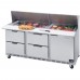 Beverage Air SPED72HC-30M-4 72 Door & 4 Drawer Refrigerated Sandwich Prep Mega Top Table