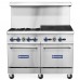 Standard Range SR-R48-24CB-LP 48 Liquid Propane Commercial Range with 4 Burners, 24 Char-Broiler Top, 2 Ovens - 256,000 BTU