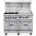 Standard Range SR-R48-24MG-LP 48 Liquid Propane Commercial Range with 4 Burners, 24 Griddle Top, 2 Ovens - 246,000 BTU