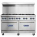 Standard Range SR-R60-NG 60 Natural Gas Commercial Range with 10 Burner, 2 Ovens - 366,000 BTU