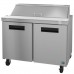 Hoshizaki SR48A-12 48 Steelheart Series Two-Section Sandwich Top Prep Table Refrigerator with 2 Stainless Stainless Doors - 14 Cu. Ft.