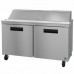 Hoshizaki SR60A-16 60 Steelheart Series Two-Section Sandwich Top Prep Table Refrigerator with 2 Stainless Doors & 16 Pan Capacity - 18 Cu. Ft.