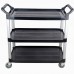 WowPrep 33 X 16 Black Three Shelf Utility Trolley Cart