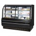 Turbo Air TCGB-72CO-B-N 72 Black Curved Glass Two Section Refrigerated and Dry Combo Bakery Case - 4 Shelves