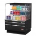 Turbo Air TOM-36L-UF-B-3S-N 35 Low Profile Black Horizontal 2 Shelf Open Display Case w/ Glass Side Panel - 11 Cu. Ft.