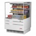 Turbo Air TOM-36L-UF-W-3S-N 35 Low Profile White Horizontal 2 Shelf Open Display Case w/ Glass Side Panel - 11 Cu. Ft.