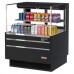 Turbo Air TOM-36L-UFD-B-2S-N 35 Low Profile Black Horizontal Sliding Rear Door 1 Shelf Open Display Case w/ Glass Side Panel - 8 Cu. Ft.