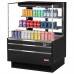 Turbo Air TOM-36L-UFD-B-3S-N 35 Low Profile Black Horizontal Sliding Rear Door 2 Shelf Open Display Case w/ Glass Side Panel - 11 Cu. Ft.