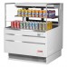 Turbo Air TOM-36L-UFD-W-2S-N 35 Low Profile White Horizontal Sliding Rear Door 1 Shelf Open Display Case w/ Glass Side Panel - 8 Cu. Ft.