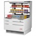 Turbo Air TOM-36L-UFD-W-3S-N 35 Low Profile White Horizontal Sliding Rear Door 2 Shelf Open Display Case w/ Glass Side Panel - 11 Cu. Ft.