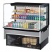 Turbo Air TOM-48L-UF-B-3SI-N 48 Low Profile Black Drop-In Horizontal 2 Shelf Open Display Case w/ Glass Side Panel - 15 Cu. Ft.