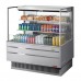 Turbo Air TOM-48L-UF-S-3S-N 47 Low Profile Stainless Steel Horizontal 2 Shelf Open Display Case w/ Glass Side Panel - 15 Cu. Ft.