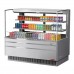 Turbo Air TOM-60L-UFD-S-3S-N 59 Low Profile Stainless Steel Horizontal Sliding Rear Door 2 Shelf Open Display Case w/ Glass Side Panel - 19 Cu. Ft.