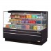 Turbo Air TOM-72L-UF-B-3S-N 71 Low Profile Black Horizontal 4 Shelf Open Display Case w/ Glass Side Panel - 23 Cu. Ft.