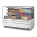 Turbo Air TOM-72L-UF-W-3S-N 71 Low Profile White Horizontal 4 Shelf Open Display Case w/ Glass Side Panel - 23 Cu. Ft.