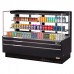 Turbo Air TOM-72L-UFD-B-3S-N 71 Low Profile Black Horizontal Sliding Rear Door 4 Shelf Open Display Case w/ Glass Side Panel - 23 Cu. Ft.