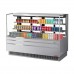 Turbo Air TOM-72L-UFD-S-3S-N 71 Low Profile Stainless Steel Horizontal Sliding Rear Door 4 Shelf Open Display Case w/ Glass Side Panel - 23 Cu. Ft.