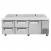 Turbo Air TPR-93SD-D4-N 93 Super Deluxe Series Refrigerated Pizza Prep Table, 4 Drawer, 1 Door - (12) x 1/6 Pans