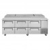 Turbo Air TPR-93SD-D6-N 93 Super Deluxe Series Refrigerated Pizza Prep Table, 6 Drawer - (12) x 1/6 Pans