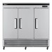 Turbo Air TSF-72SD-N 72 Stainless Steel Three Solid Swing Door Super Deluxe Reach-in Freezer, Bottom Mount - 63.8 Cu. Ft.