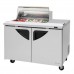 Turbo Air TST-48SD-08S-N-CL Super Deluxe Series 48 Clear Lid Two Solid Door Sandwich/Salad Prep Table & Work Station w/ 8-Pan Top - 15 Cu. Ft.