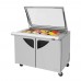 Turbo Air TST-48SD-18-N-GL 48 Super Deluxe Series 2 Door Mega Top with Glass Lid Refrigerated Prep Table - (18) x 1/6 Pan