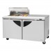 Turbo Air TST-60SD-08S-N-CL Super Deluxe Series 60 Clear Lid Two Solid Door Sandwich/Salad Prep Table & Work Station w/ 8-Pan Top - 19 Cu. Ft.