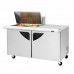 Turbo Air TST-60SD-12M-N-LW Super Deluxe Series 60 Two Door Mega Top Prep Table & Left-Side Work Station w/ 12-Pan Top - 19 Cu. Ft.