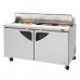 Turbo Air TST-60SD-N-CL Super Deluxe Series 60 Clear Lid Two Solid Door Sandwich/Salad Prep Table w/ 16-Pan Top - 16 Cu. Ft.
