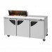 Turbo Air TST-72SD-10S-N Super Deluxe Series 72 Three Solid Door Sandwich/Salad Prep Table & Right-Side Work Station w/ 10-Pan Top - 23 Cu. Ft.