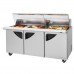 Turbo Air TST-72SD-30-N-CL Super Deluxe Series 72 Clear Lid Three Door Mega Top Prep Table w/ 30-Pan Top - 23 Cu. Ft.