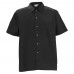 Winco UNF-1KM Medium Black Poly-Cotton Blend Short Sleeved Chef Shirt