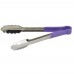 Winco UTPH-12P 12 Stainless  Steel Utility Tongs with Allergen-Free Purple Polypropylene Handle