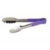 Winco UTPH-9P 9 Stainless Steel Utility Tongs with Allergen-Free Purple Polypropylene Handle,