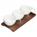 Winco WDP015-102 Ardesia Newry Porcelain Trio Bowl Set with Wooden Plate, 9-3/8 x 4