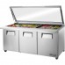 True TSSU-72-30M-B-ST-FGLID-HC, 72 3 Door Mega Top Sandwich / Salad Prep Table, (30) 1/6 Size Pans