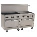 Vulcan 72SS-6B36GN Endurance 6-Burner 72 Natural Gas Range with 36 Manual Griddle and Two Standard Ovens - 310,000 BTU