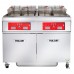 Vulcan 4ER50CF 200 lb. Split Pot Electric Floor Fryer with Computer Controls and KleenScreen PLUS Filtration System - 240V, 3 Phase, 68 kW