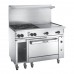 Vulcan 48S-4B24GTN Endurance 4-Burner 48 Natural Gas Range with 24 Thermostatic Griddle, Standard Oven, and 12 Storage Base - 195,000 BTU