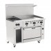 Vulcan 48C-2B36GTP Endurance 2-Burner 48 Liquid Propane Range with 36 Thermostatic Griddle, Convection Oven, and 12 Storage Base - 155,000 BTU