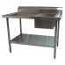 BK Resources BKMPT-3048G-R Work Table With Prep Sink Sink On Right 48W X 30D X 41-3/4H Overall Size