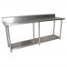 BK Resources QVTR5-8424 Work Table 84W X 24D X 39-3/4H Overall Size 14/304 Stainless Steel Top With 5H Backsplash