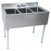 BK Resources UB4-21-336S Underbar Sink Three Compartment 36”W X 21-1/4D X 32-1/2H Overall Size