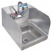 BK Resources BKHS-W-SS-SS-P-G Space Saver Hand Sink Wall Mount 9 Wide X 9 Front-to-back X 5 Deep Bowl