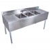 BK Resources UB4-21-372TS Underbar Sink Three Compartment 72”W X 21-1/4D X 32-1/2H Overall Size